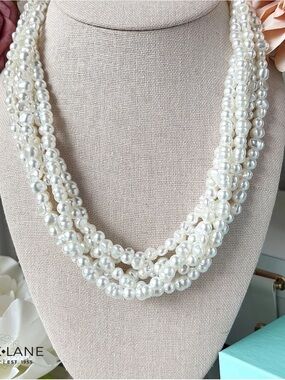 Chantilly 5-Strand Glass Pearl Necklace | 16”+3” | New